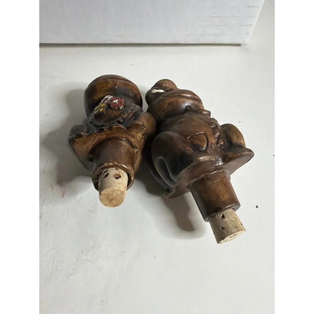 Vintage Queen Mary Frog Salt and Pepper Shakers Ceramic Bride Groom Souvenir Set